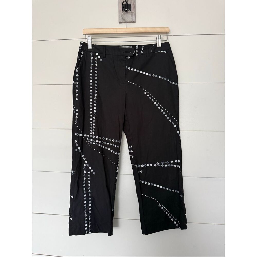 Bugatchi Women’s 4 Black White Patterned Ankle Chino Pants